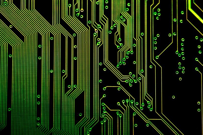 A circuit board of a computer.